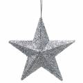 Floristik24 Glitter stjerne sølv 9,5 / 5cm 18stk