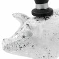 Floristik24 Heldig gris med sylinder sølv 6,5 × 8 cm 6stk