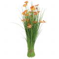 Grasbunt med blomster og sommerfugler oransje 70cm