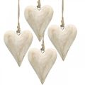 Floristik24 Hjerte av tre, dekorativt hjerte til oppheng, hjertedekor H10cm 4stk