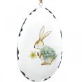 Floristik24 Egg med kanin, påskeegg til å henge, metalldekor hvit H10,5cm 4stk