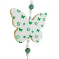 Floristik24 Hengende dekorasjon hjerteblomst sommerfugl hvit, grønn tre vårdekorasjon 6stk
