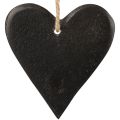 Floristik24 Hengende dekorasjon skiferhjerte dekorative hjerter sort 7cm 6stk