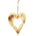 Floristik24 Dekorative hjerter tre til oppheng hjerte brent i hjerte 20cm 3stk