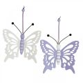 Floristik24 Deco oppheng sommerfugler tre lilla/hvit 12×11cm 4stk