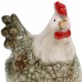 Floristik24 Deco figurer høne og hane grå, hvit, rød 10,2cm x 7cm H12,7cm 2stk