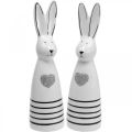 Floristik24 Kanin keramikk svart og hvit, påskehare dekorasjon par kaniner med hjerte H20.5cm 2stk