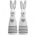 Floristik24 Kanin keramikk svart og hvit, påskehare dekorasjon par kaniner med hjerte H20.5cm 2stk