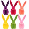 Floristik24 Bunny flokket fargerike H13cm assortert 6 stykker