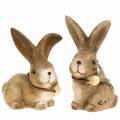 Floristik24 Dekorative figurer kaniner med fjær og treperler brun assortert 7cm x 4,9cm H 10cm 2stk