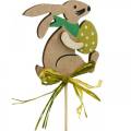 Floristik24 Bunny med påskeegg på pinne, blomsterplugg påskeharen, trepynt påske, dekorplugg, blomsterdekorasjon 12stk