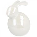 Floristik24 Keramisk kanin, påskefigur, vårpynt, påskehare hvit, perlemor H17cm
