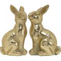 Floristik24 Dekorativ kanin i gull, kanin til å pynte, et par påskeharer, H16,5 cm 2 stk.