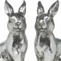 Floristik24 Deco kanin sittende påskepynt sølv vintage H17cm 2stk