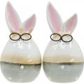 Floristik24 Keramiske påskeharer med briller, påskedekorasjon par kaniner H19cm 2stk