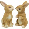 Floristik24 Kanin sittende, keramisk dekorasjon, påske, par kaniner brune H15cm sett med 2