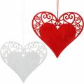 Floristik24 Hjerte å henge, bryllupsdekorasjon, anhengshjerte, hjertedekorasjon, Valentinsdag 12 stk