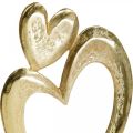 Floristik24 Metallhjerte gyldent, dekorativt hjerte på mangotre, borddekorasjon, dobbelt hjerte, Valentinsdag