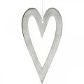 Floristik24 Dekorativt hjerte for hengende sølv aluminium bryllupsdekorasjon 22 × 12cm