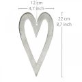 Floristik24 Dekorativt hjerte for hengende sølv aluminium bryllupsdekorasjon 22 × 12cm