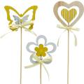 Floristik24 Dekorativ plugg sommerfuglblomst og hjerte, vårdekorasjon, blomsterplugg, Valentinsdag 9stk