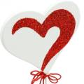 Floristik24 Hjerte på pinne rød, hvit dekorativ hjerte dekorativ plugg Valentinsdag 16 stk