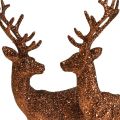 Floristik24 Deer deco reinsdyr kobber glitter kalv deco figur H20,5 cm sett med 2