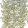 Floristik24 Bryllupsdekorasjon, dekorativ perlesnor, krans med perler, pyntetråd 2,5m 2stk