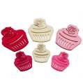 Floristik24 Tre cupcakes borddekorasjon pastellfarger muffins bursdagsdekorasjon 24stk
