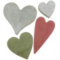 Floristik24 Trehjerter hjerter dekorasjon grå rød grønn 3-6,5cm 8stk