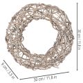 Trekrans, dekorativ krans, naturhvit, Ø30 cm, H9,5 cm | Floristik24.no