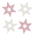 Floristik24 Trestjerne 3,5 cm rosa / hvit med glitter 72 stk