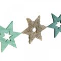 Floristik24 Spredt tre stjerne grønt, glitter julestjerne blanding 4cm 72stk