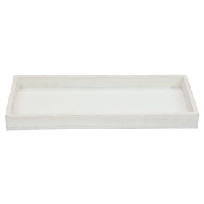 Trebrett hvitt dekorativt brett shabby chic tre 35×15×3cm | Floristik24.no