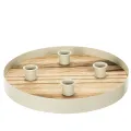 Floristik24 Lysestake for fire spisslys, rundt trebrett, 25 cm