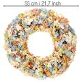 Kunstig hortensiakrans, fargerik, til dør og vegg, 55 cm | Floristik24.no