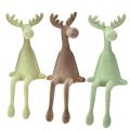 Floristik24 Kantkrakk elgdekorasjon flokket grønn brun mint 31 cm 3 stk