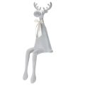 Floristik24 Dekorativ flokket elgfigur med sløyfe, hylleholder, 80 cm