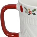 Keramisk julekopp med strikkemønster og festlig dekor 9cm - rød-hvit 2stk | Floristik24.no