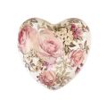 Floristik24 Keramisk dekorativt hjerte med roser keramikk til bordet 10,5cm
