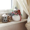Floristik24 Keramikkhus adventsdekorasjon krem rød grå 8,5/9,5 cm 3 stk