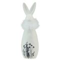 Floristik24 Keramisk kanin hvite kaniner dekorative fjær blomster Ø6cm H20,5cm
