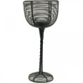 Floristik24 Telysholder sort metall dekorativt vinglass Ø10cm H26,5cm