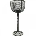 Floristik24 Telysholder sort metall dekorativt vinglass Ø10cm H26,5cm