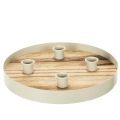 Floristik24 Lysestake for fire spisslys, rundt trebrett, 25 cm