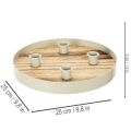 Lysestake for fire spisslys, rundt trebrett, 25 cm | Floristik24.no