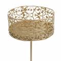 Floristik24 Blomsterlysestaker for plugging gylden Ø8,8cm H13,7cm 4 stk antikk look