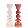 Lysestake glass lysestake rosa/rosa Ø5-6cm H19cm 2stk