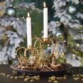 Floristik24 Krone med lysestake, dekorasjon til jul, metalldekorasjon, dekorativ krone gylden Ø19,5cm H16cm