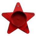 Floristik24 Lysestake stjerneform for telys 10x7cm rød